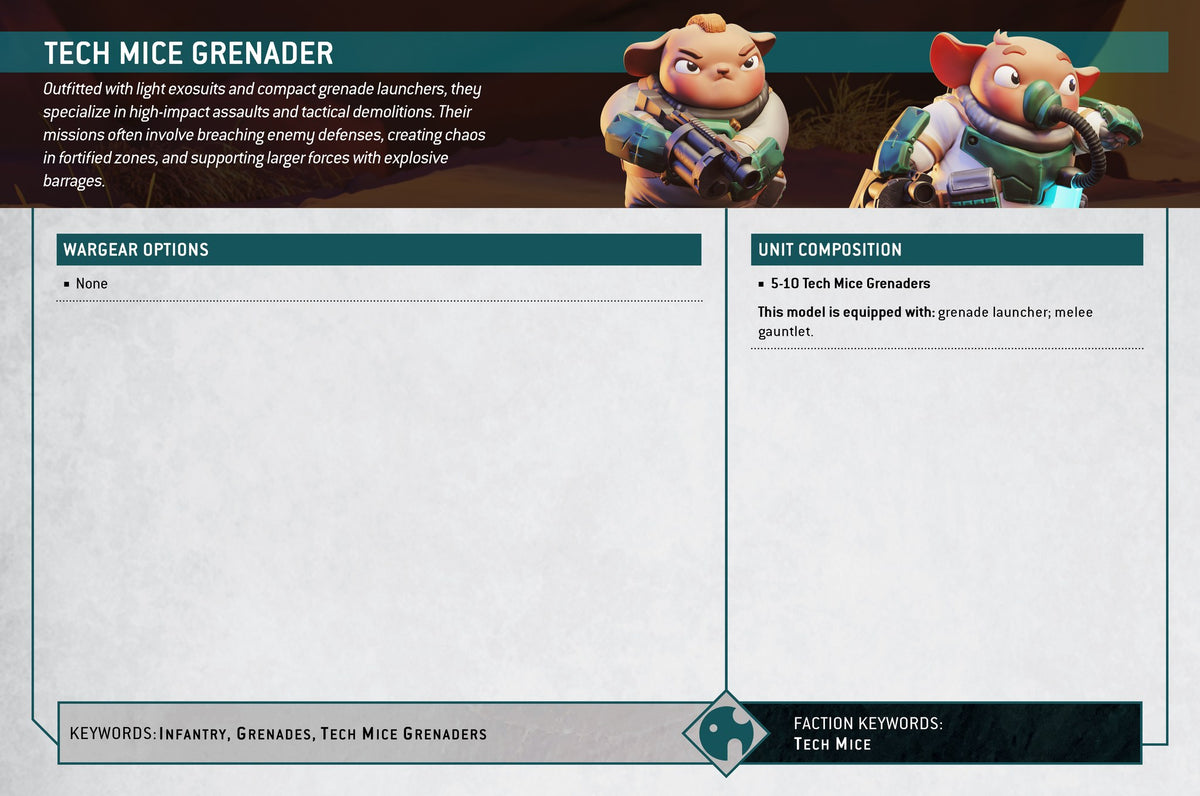 Tech Mice Grenadier Squad resin figure
