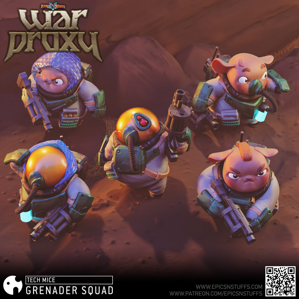 Tech Mice Grenadier Squad resin figure