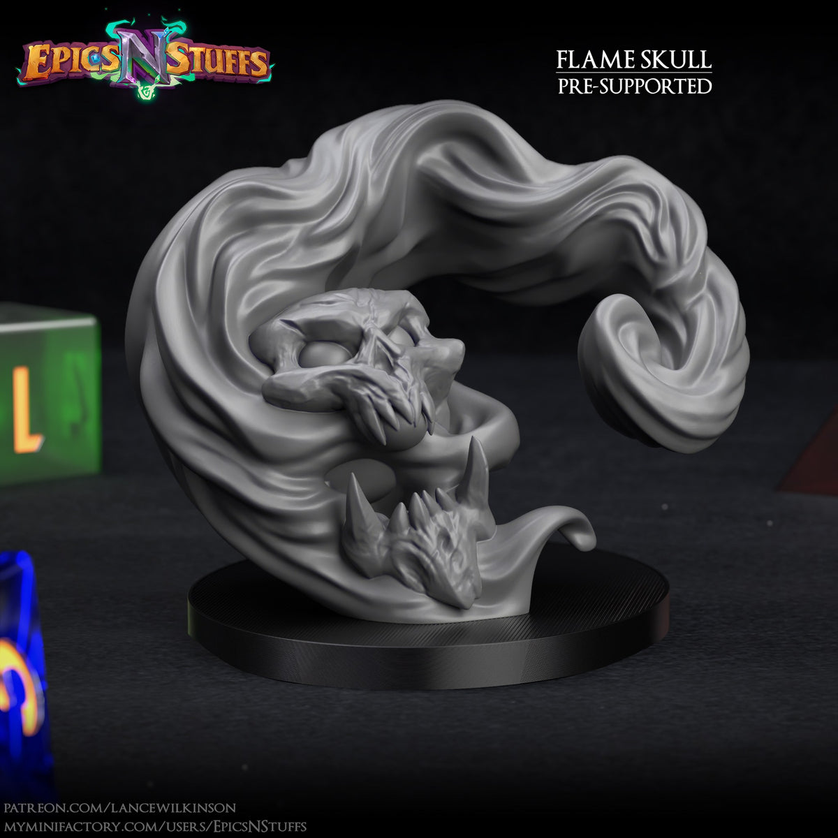 Flame Skull resin figure
