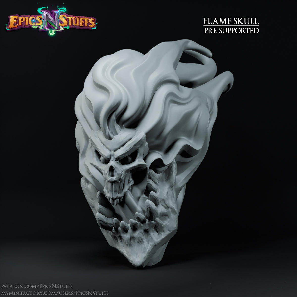 Flame Skull 3 resin figure