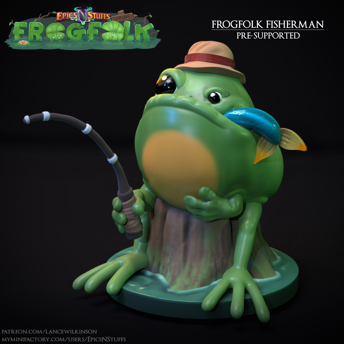 Frogfolk Fisherman resin figure