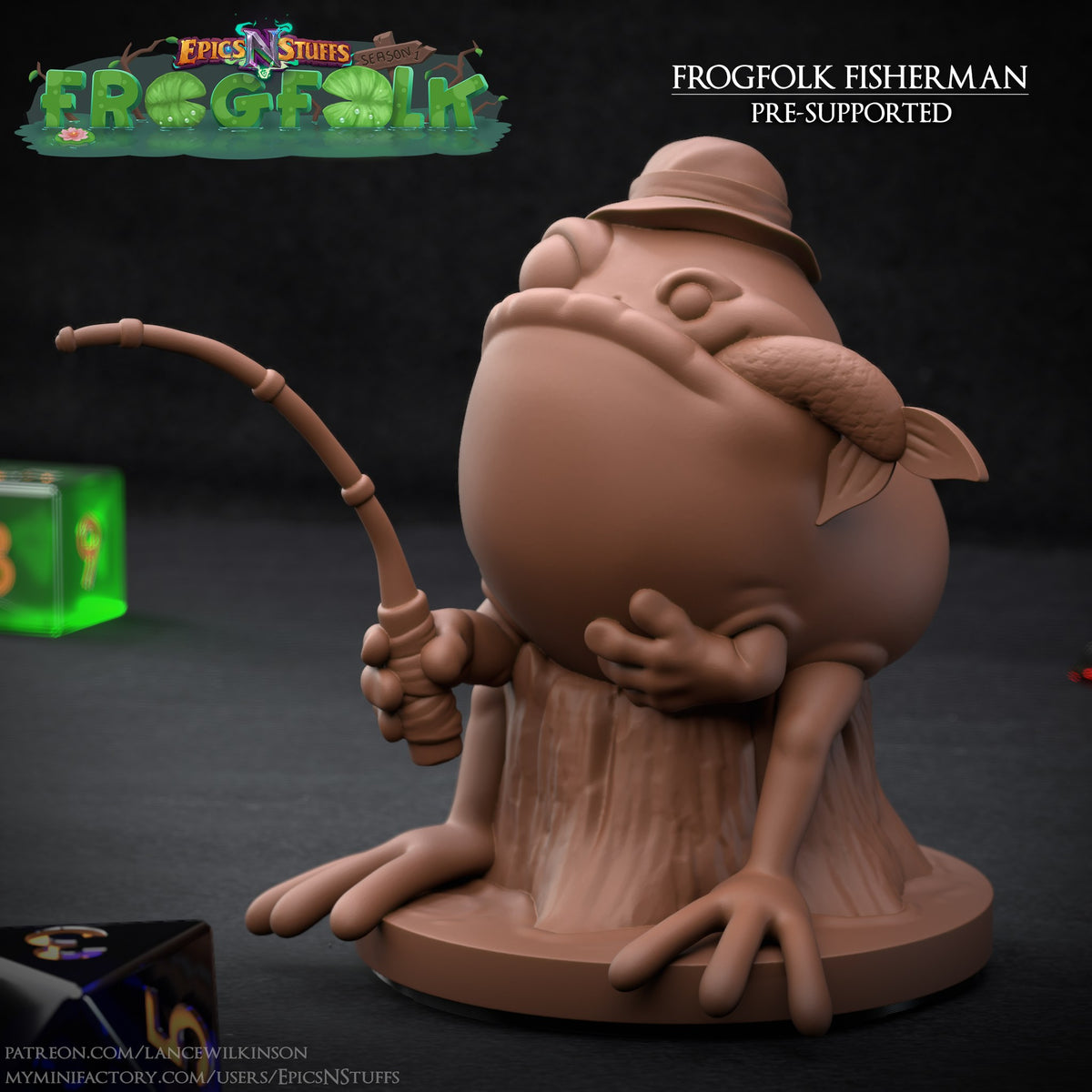 Frogfolk Fisherman resin figure
