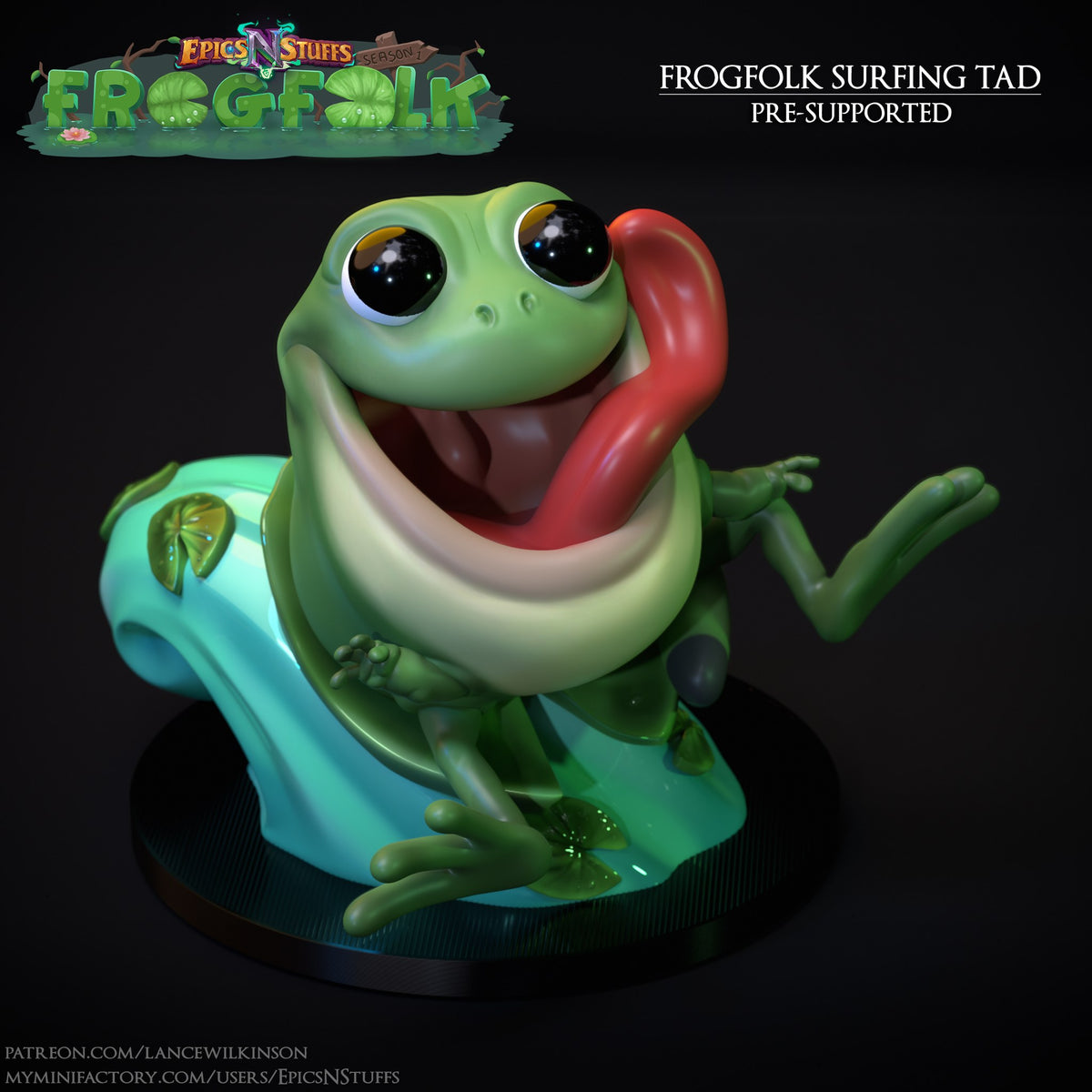Frogfolk Surfing Tad resin figure