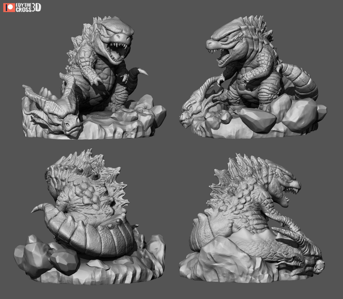 Chibi Kong vs Godzilla resin figure