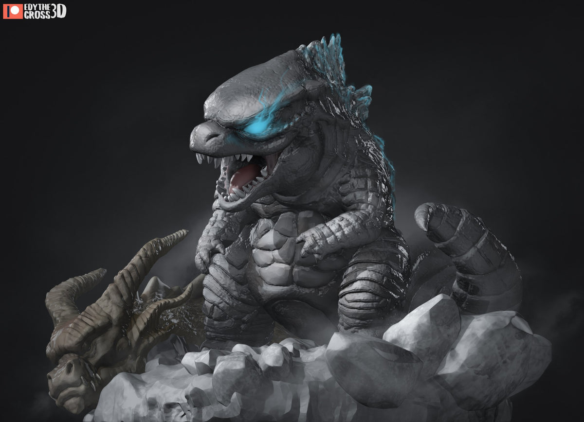 Chibi Kong vs Godzilla resin figure