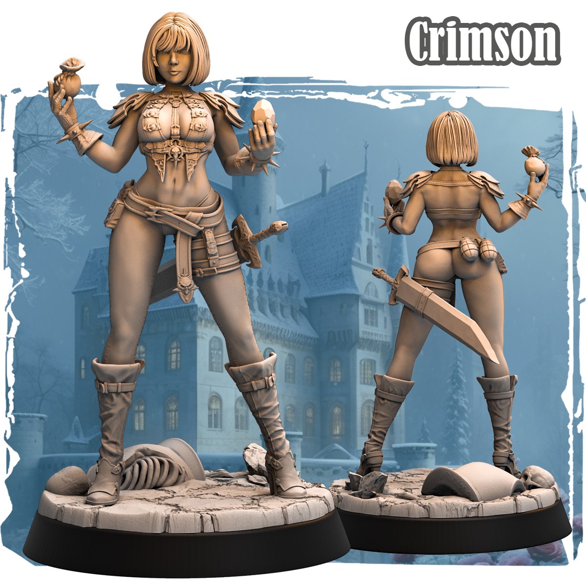 Crimson resin figure