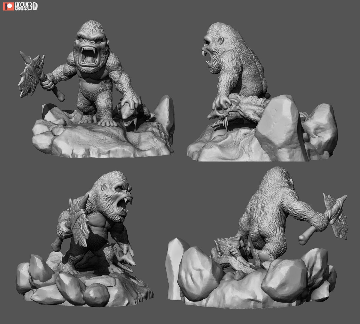 Chibi Kong vs Godzilla resin figure