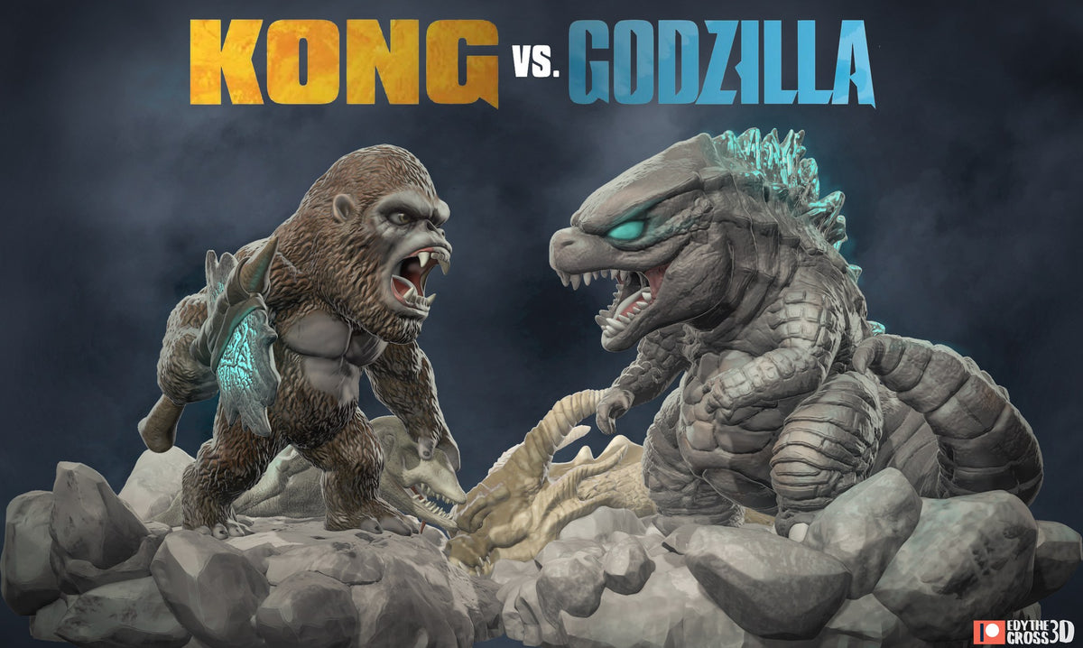 Chibi Kong vs Godzilla resin figure