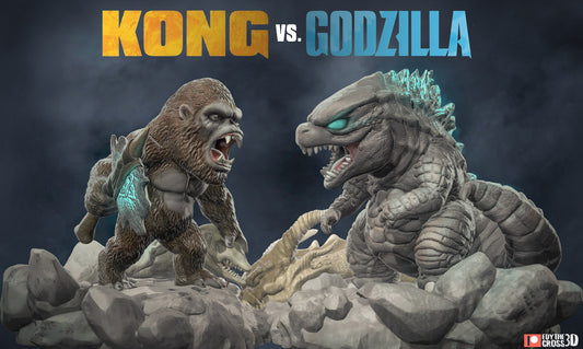 Chibi Kong vs Godzilla resin figure