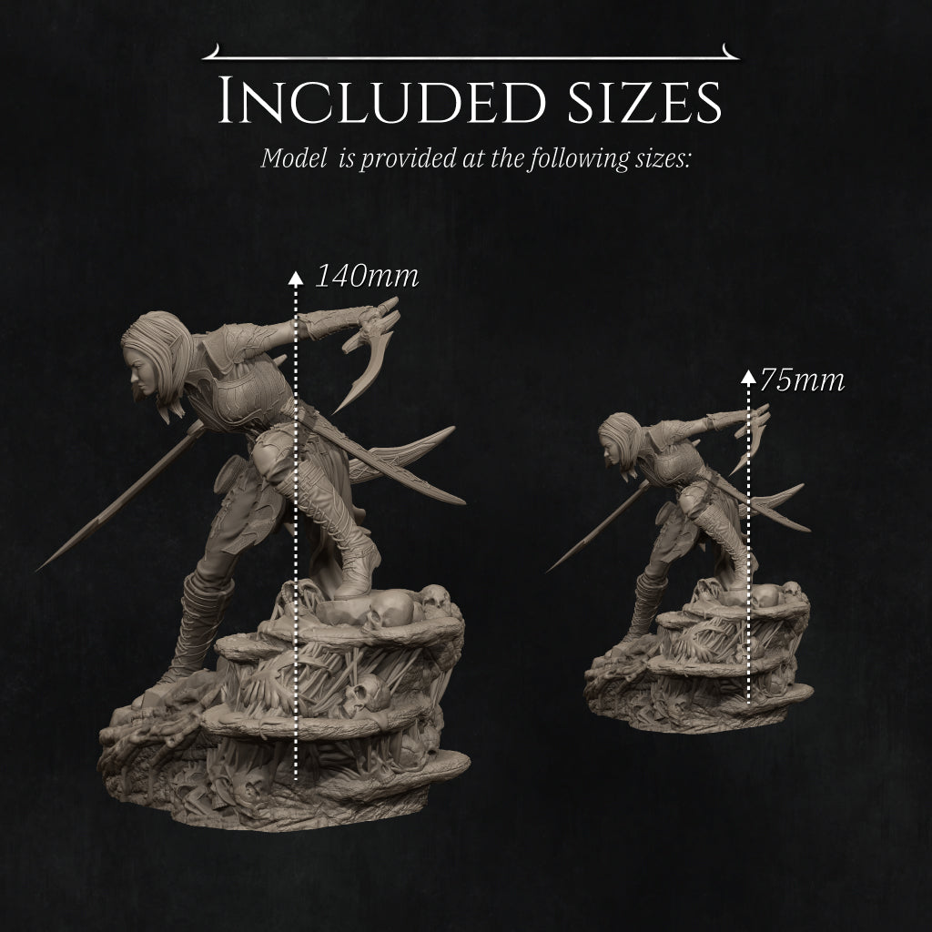 Lierin the Drow Fighter | 32mm–140mm | 3D Printed Figure | Art Piece | Nerikson | Nerdy Creations