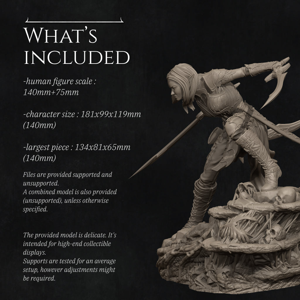 Lierin the Drow Fighter | 32mm–140mm | 3D Printed Figure | Art Piece | Nerikson | Nerdy Creations