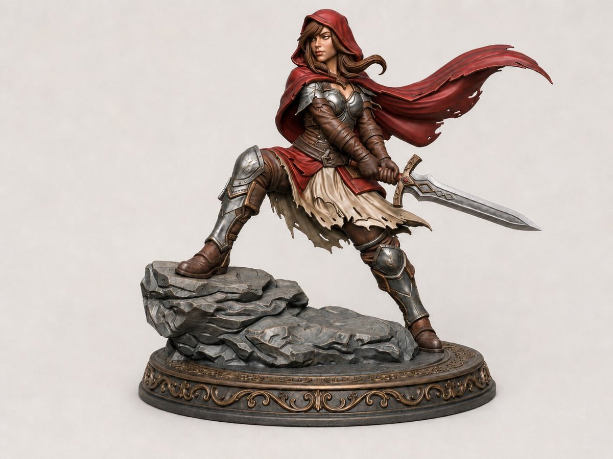 Red resin figure
