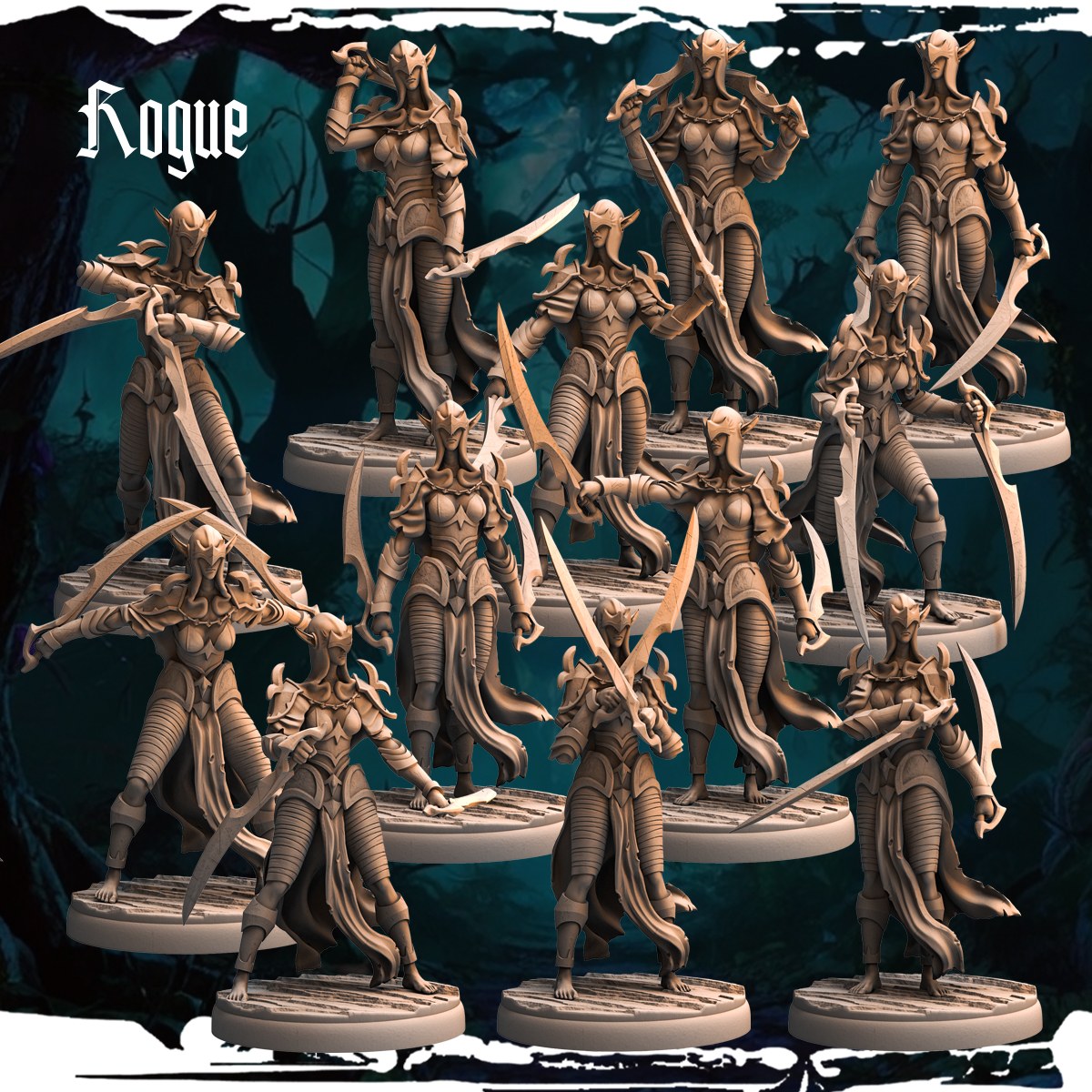 Dark Elf Rogues (12 Poses) resin figure