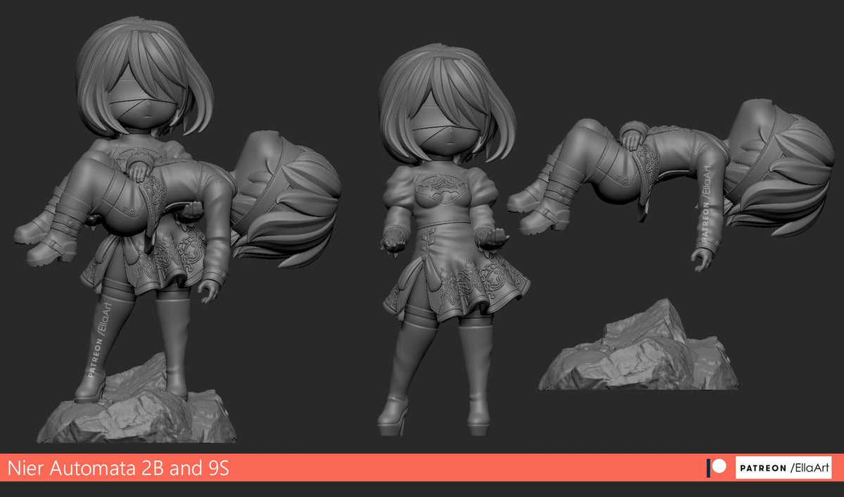 Chibi 2B & 9S resin figure