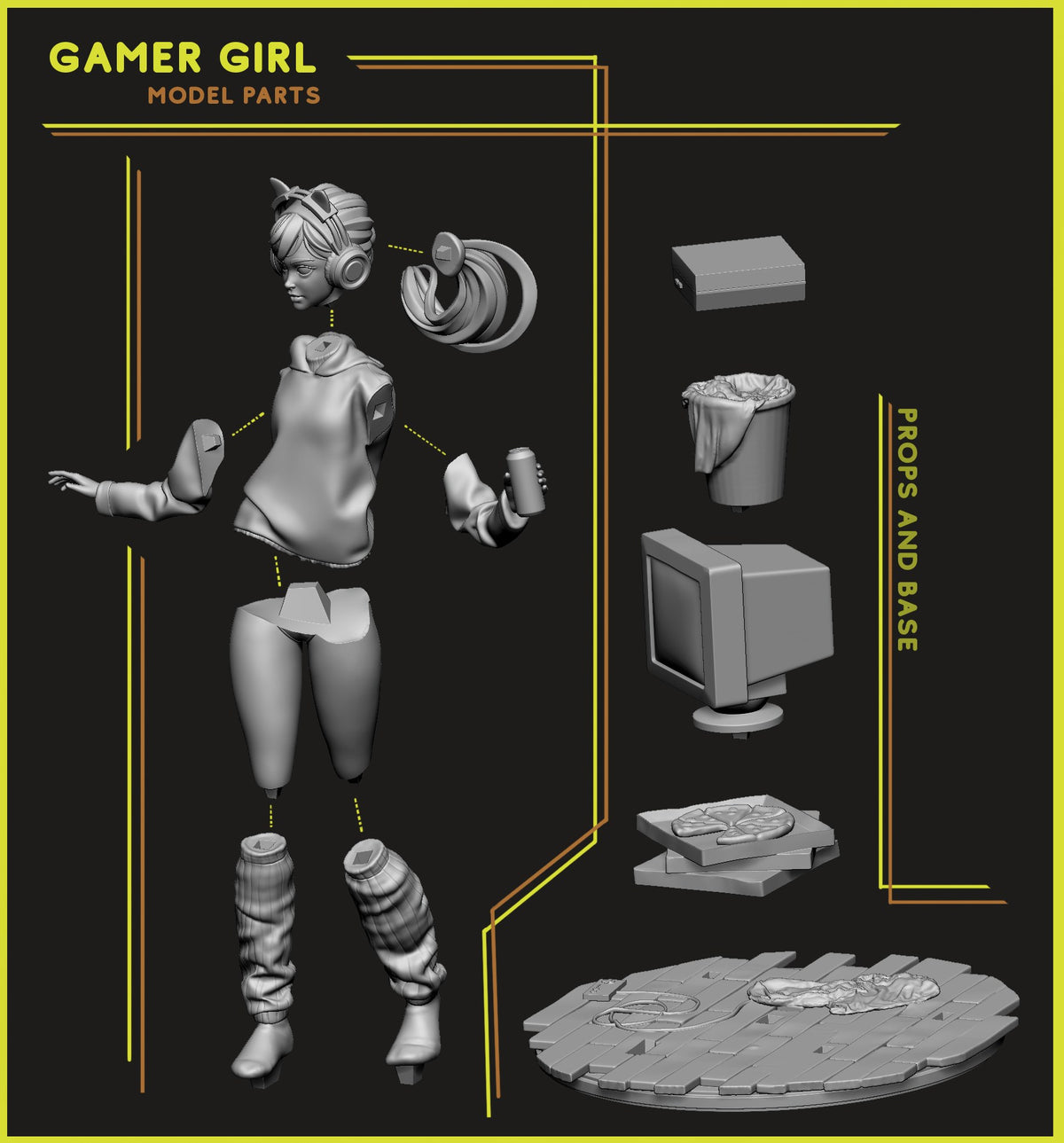 Gamer Girl resin figure