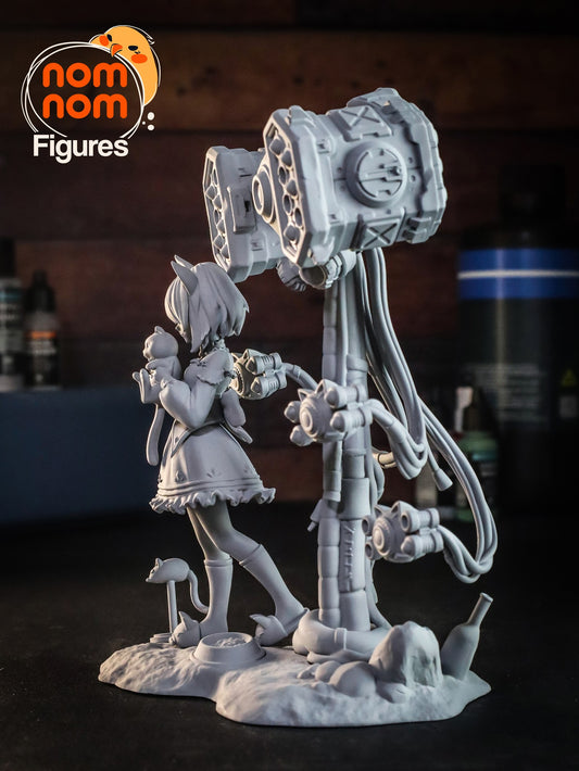 Luna and Tofu resin figure