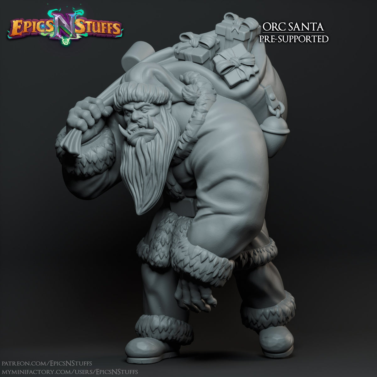 Orc Santa resin figure
