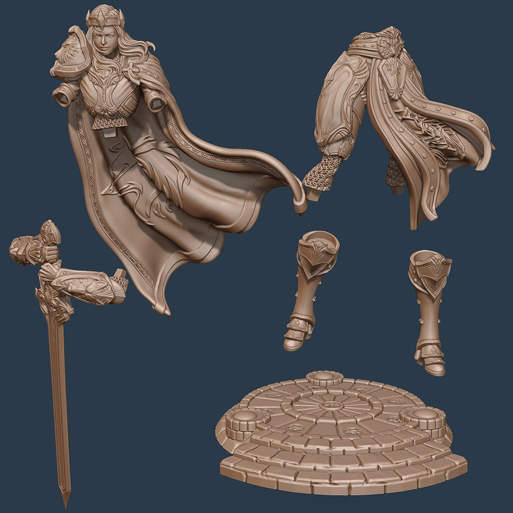 Alina, Paladin of Dawn | 32mm–180mm | 3D Printed Figure | Art Piece | Nerikson | Nerdy Creations