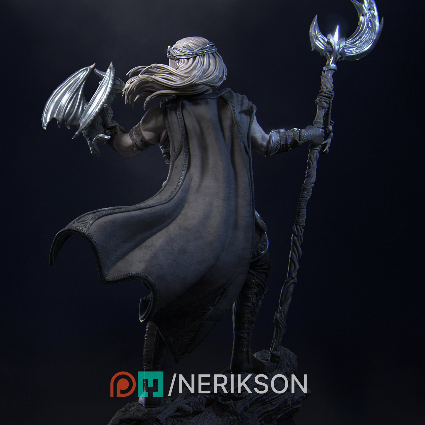 Orion the Druid of the Moon | 140mm | 3D Printed Bust | Art Piece | Nerikson | Nerdy Creations