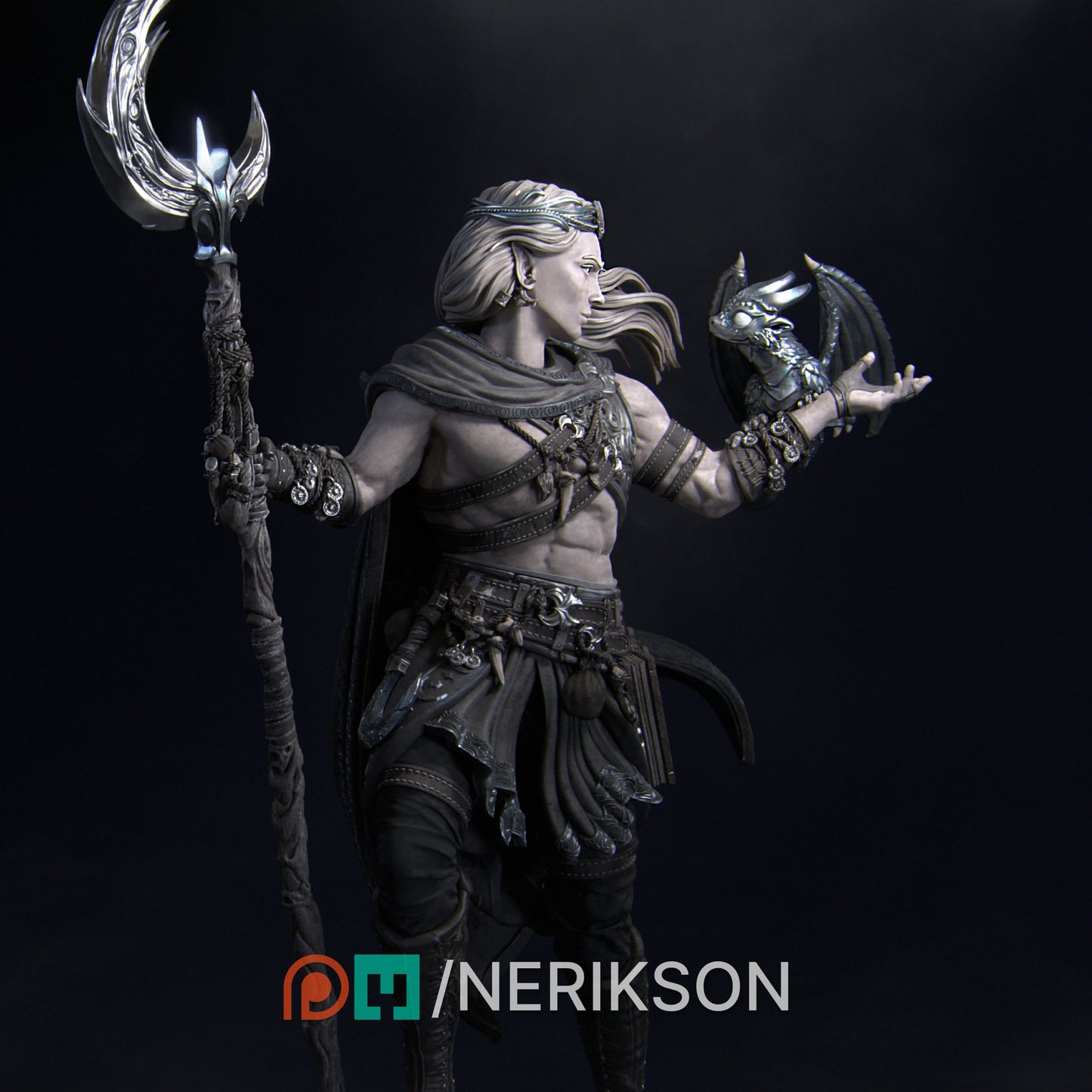 Orion the Druid of the Moon | 32mm & 140mm | 3D Printed Figure | Art Piece | Nerikson | Nerdy Creations