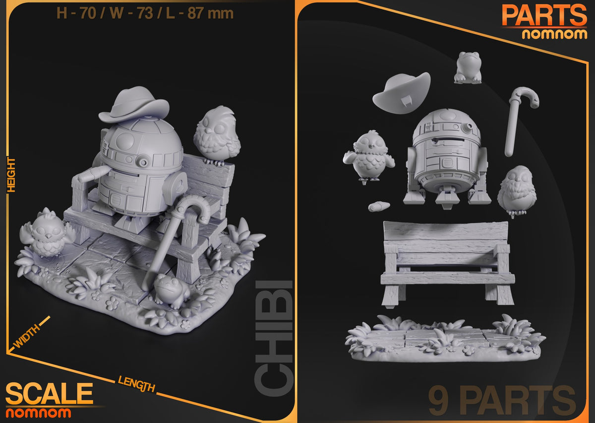 Chibi R2-D2 resin figure