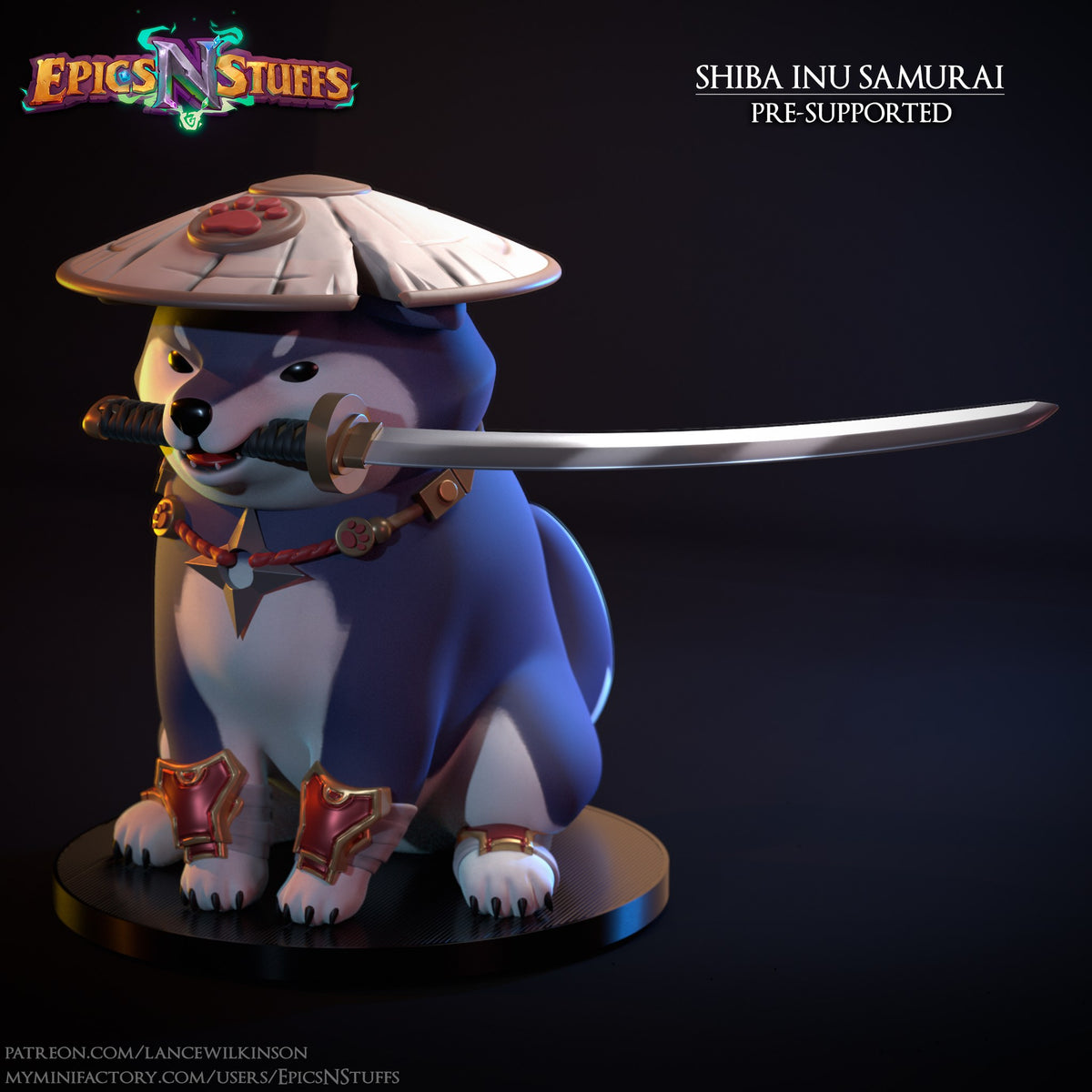 Shiba Inu Samurai resin figure