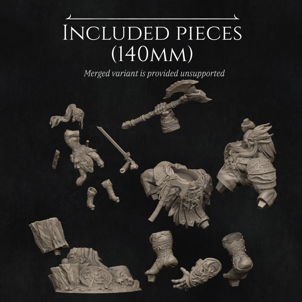 Lia vs The Giant | 32mm–140mm | 3D Printed Diorama Set | Art Piece | Nerikson | Nerdy Creations