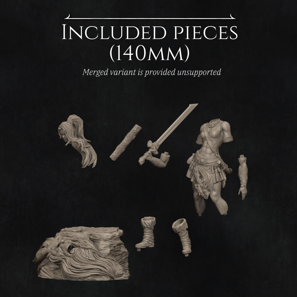 Lia the Barbarian Mercenary | 32mm–140mm | 3D Printed Figure | Art Piece | Nerikson | Nerdy Creations