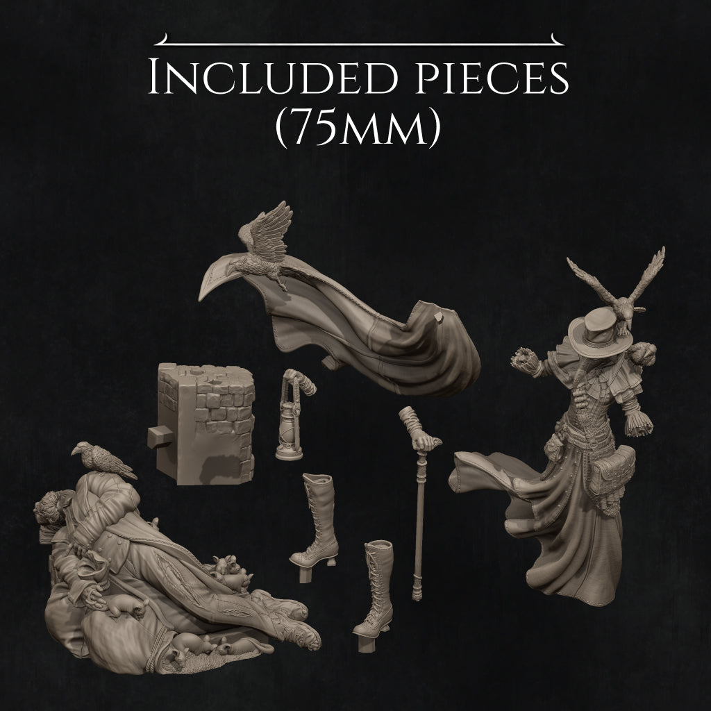Agnes, the Plague Doctor | 32mm–140mm | 3D Printed Figure | Art Piece | Nerikson | Nerdy Creations