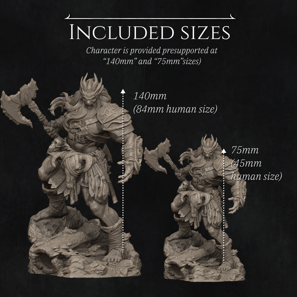 Korlgar, the Stone Giant | 32mm–140mm | 3D Printed Figure | Art Piece | Nerikson | Nerdy Creations