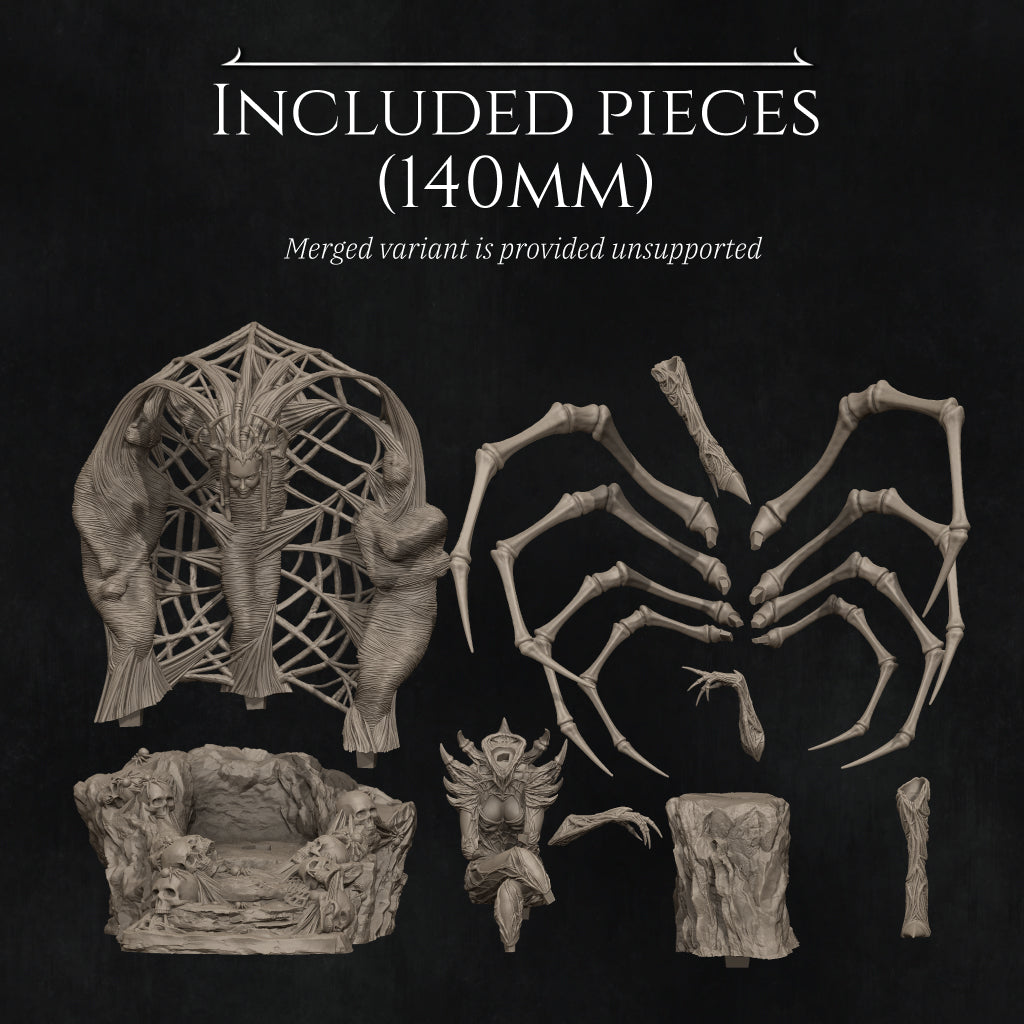 Nevha, the Spider Queen | 75mm & 140mm | 3D Printed Bust | Art Piece | Nerikson | Nerdy Creations