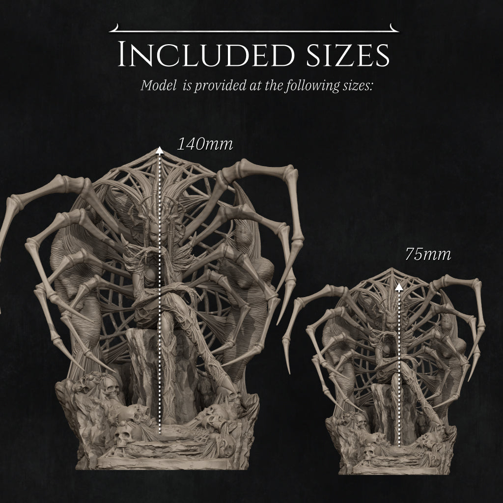 Nevha, the Spider Queen | 75mm & 140mm | 3D Printed Bust | Art Piece | Nerikson | Nerdy Creations