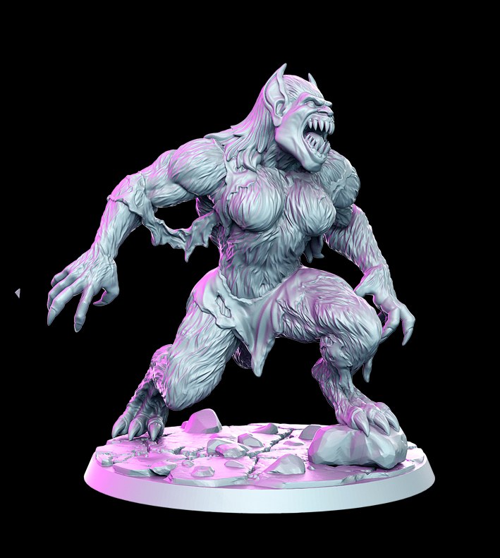 Female Werebeast resin figure