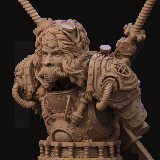 Naojiri Steampunk Samurai (no helmet) | 140mm | 3D Printed Bust | Art Piece | Nerikson | Nerdy Creations