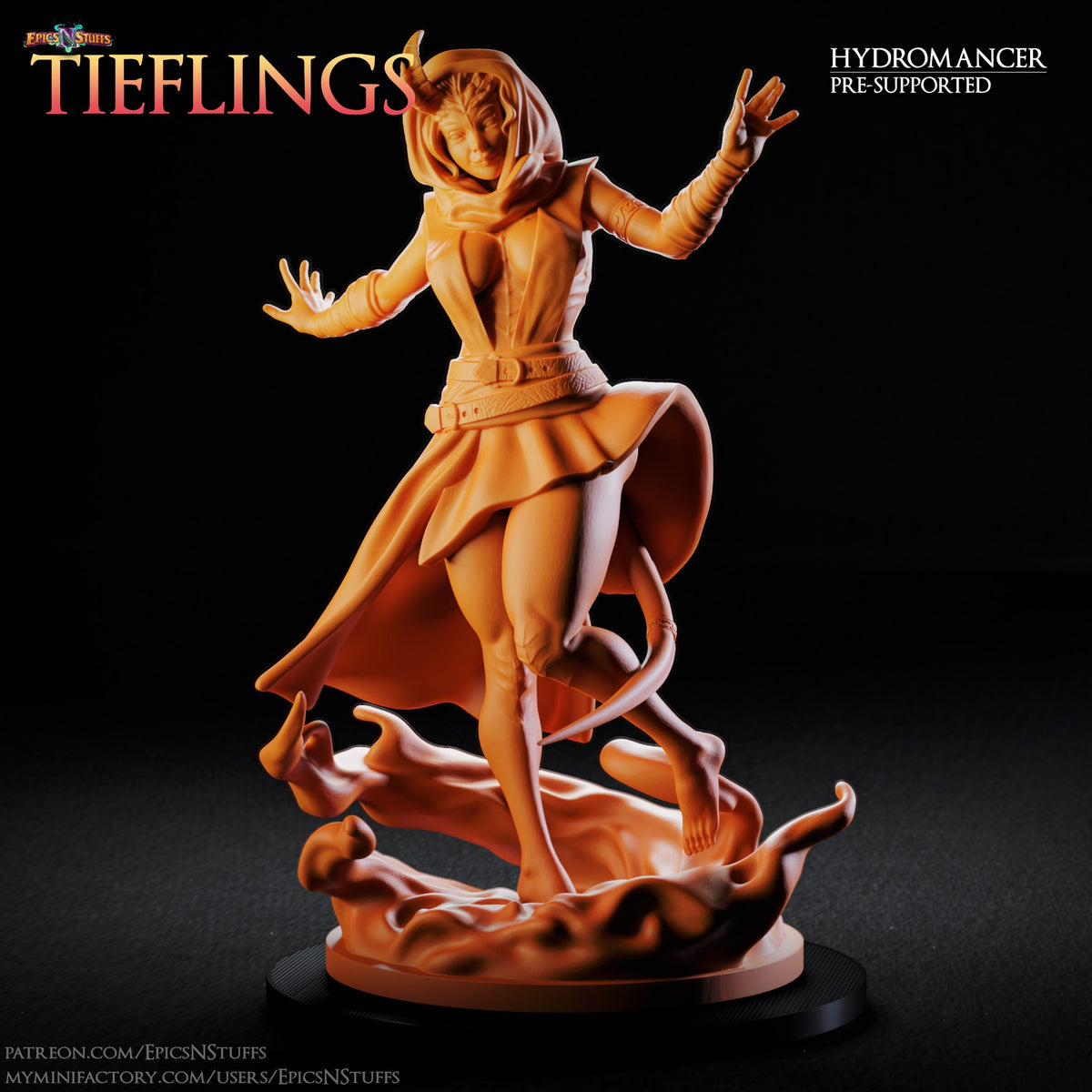 Tiefling Hydromancer resin figure