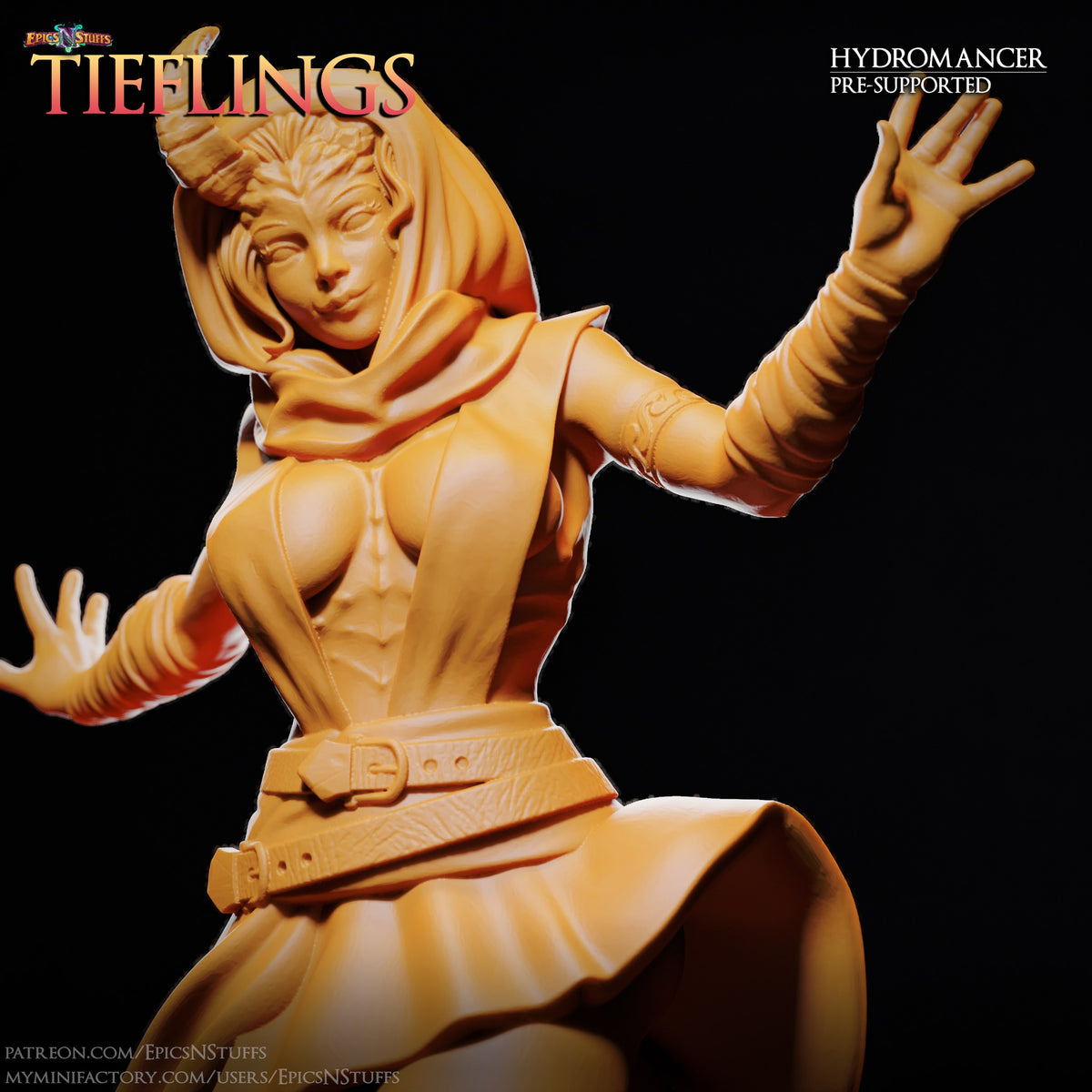 Tiefling Hydromancer resin figure