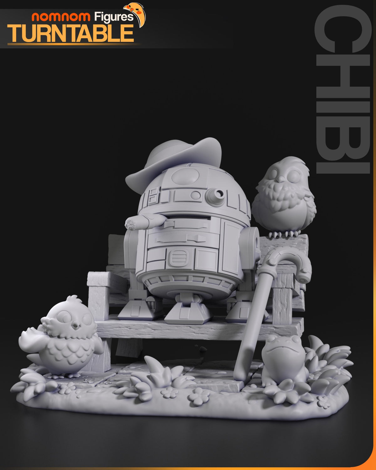 Chibi R2-D2 resin figure
