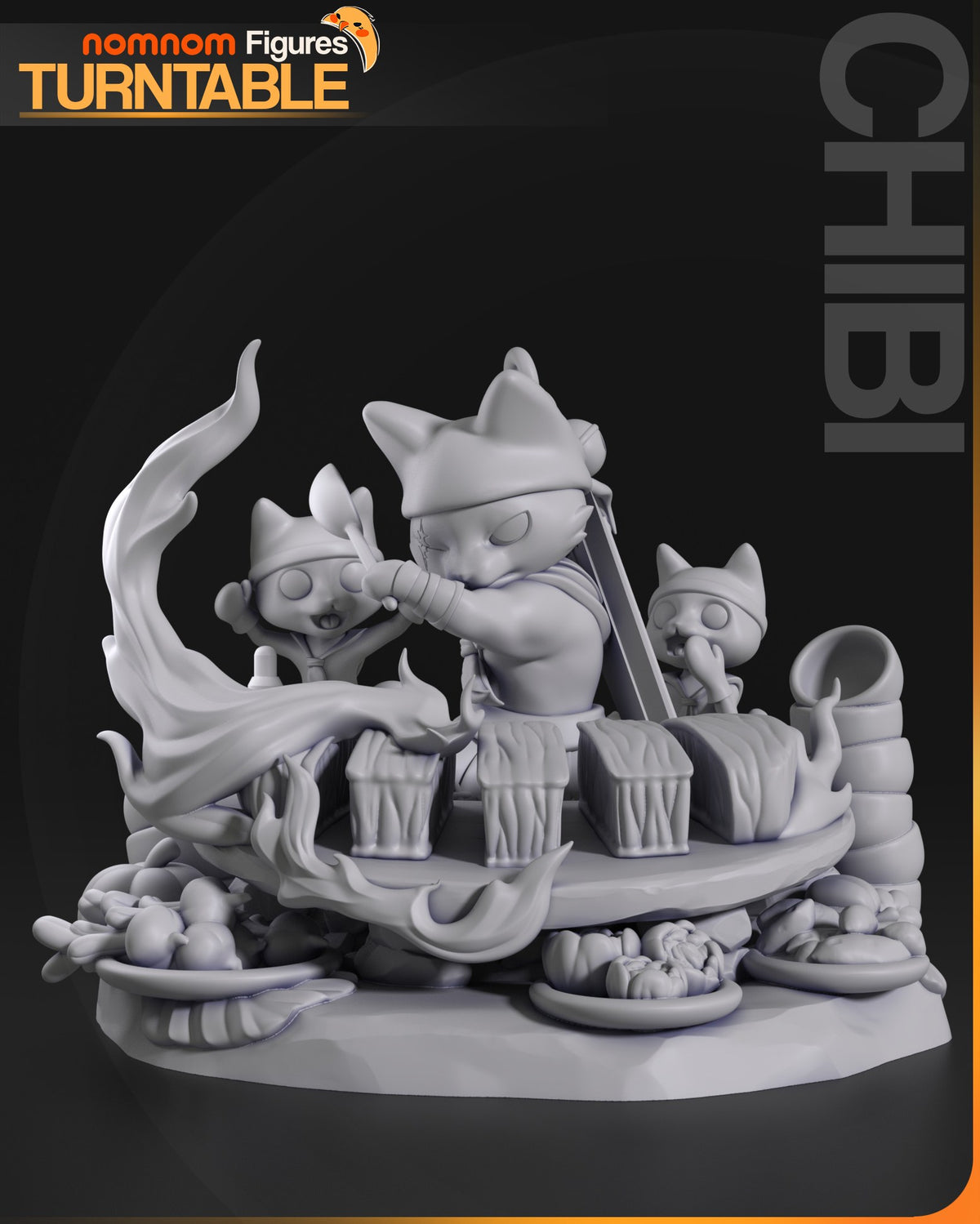 Chibi Meowscular Chef resin figure