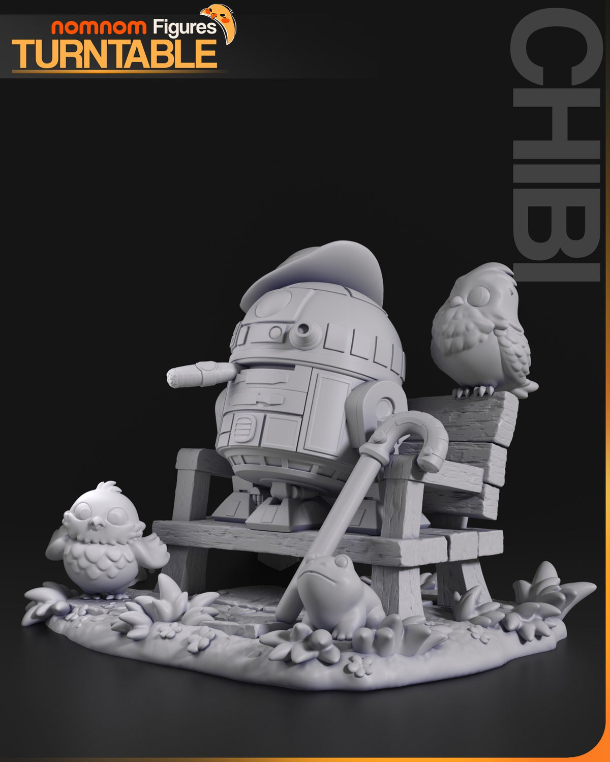 Chibi R2-D2 resin figure