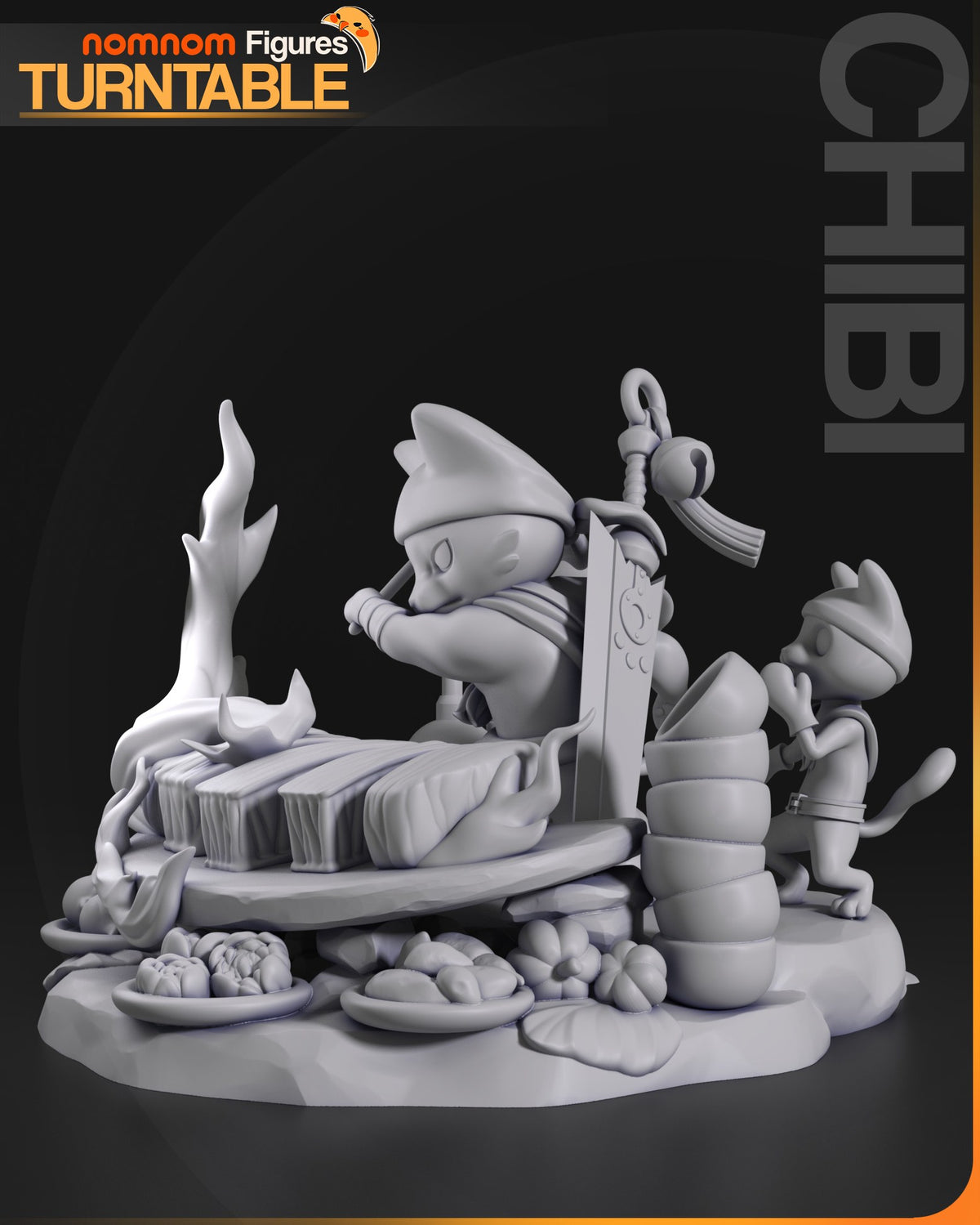 Chibi Meowscular Chef resin figure