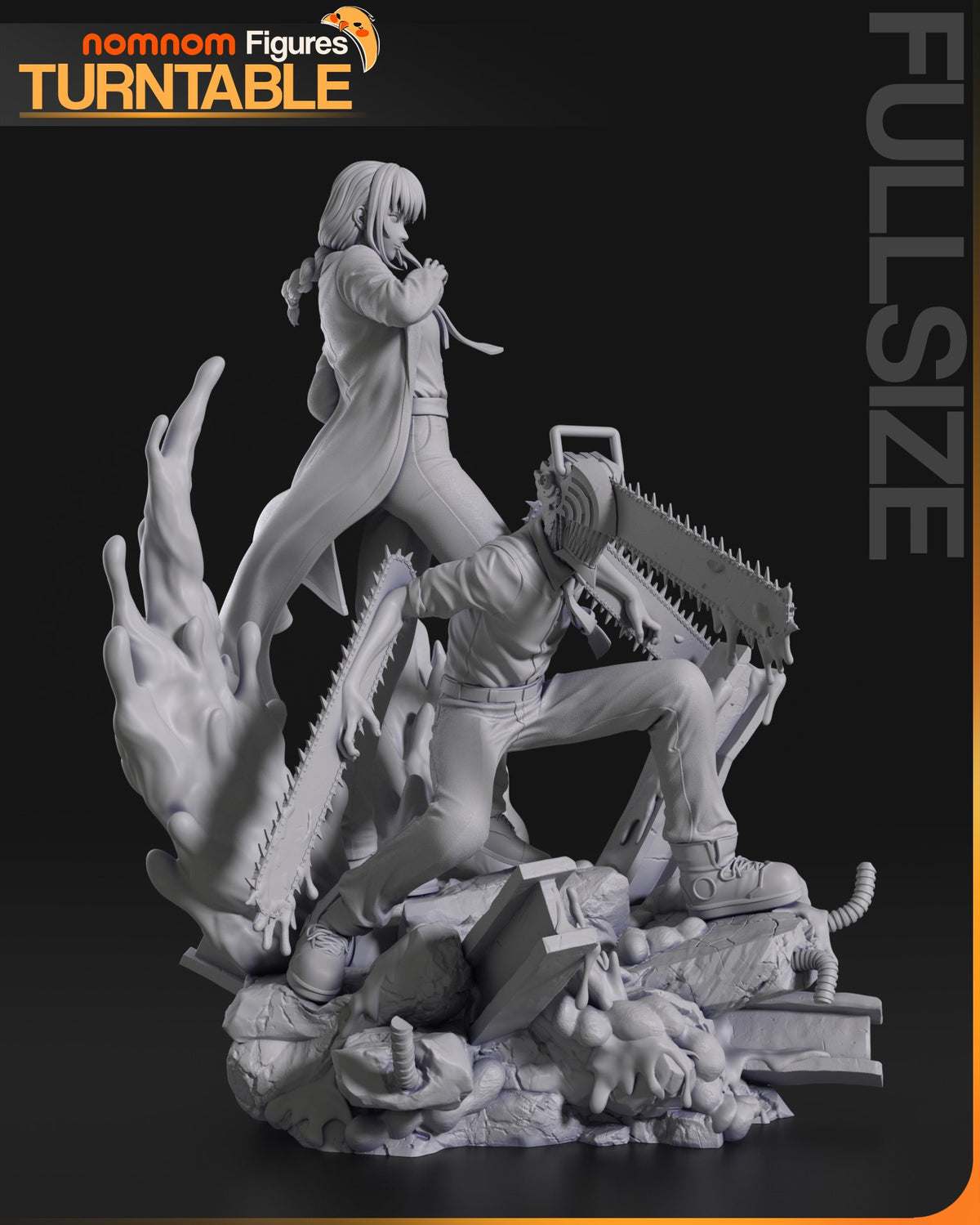 Makima and Denji resin figure
