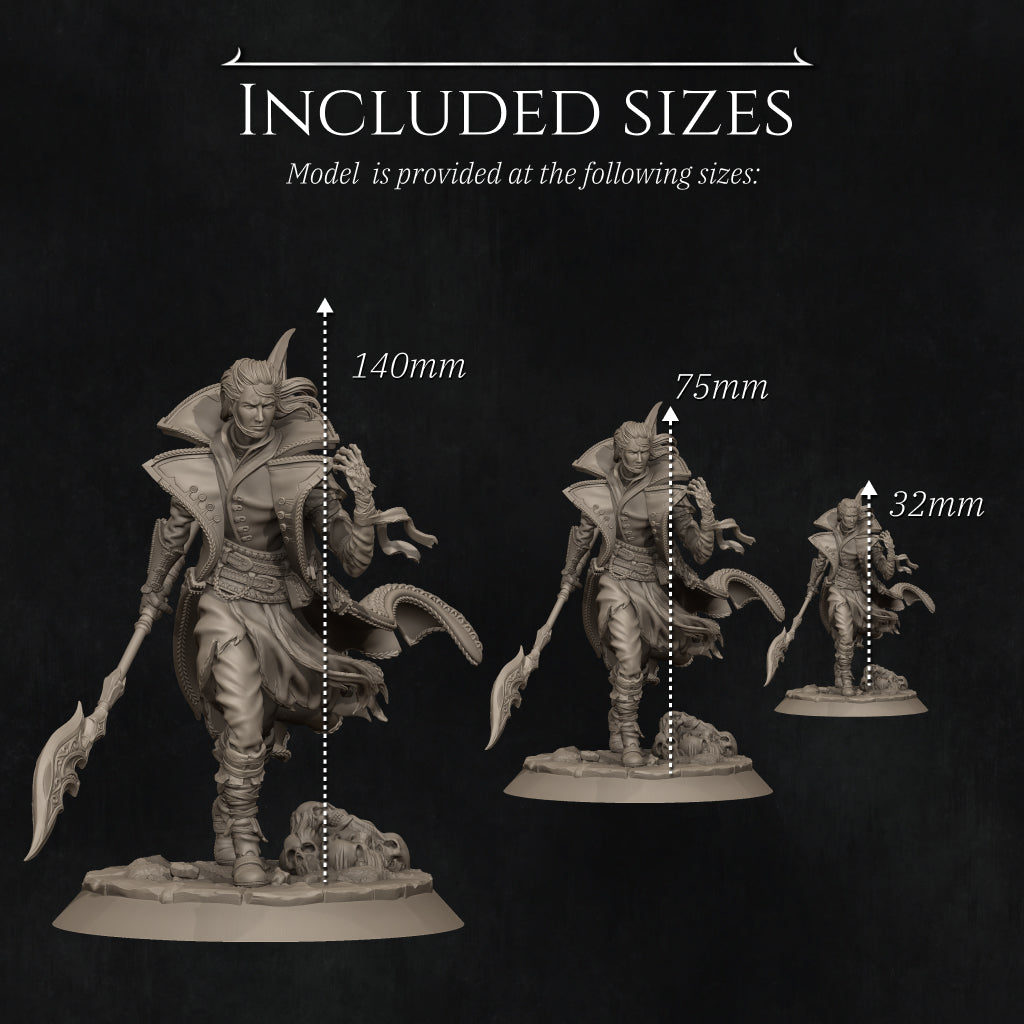 Vaelin, the Vampire Elf Warlock | 32mm–140mm | 3D Printed Figure | Art Piece | Nerikson | Nerdy Creations