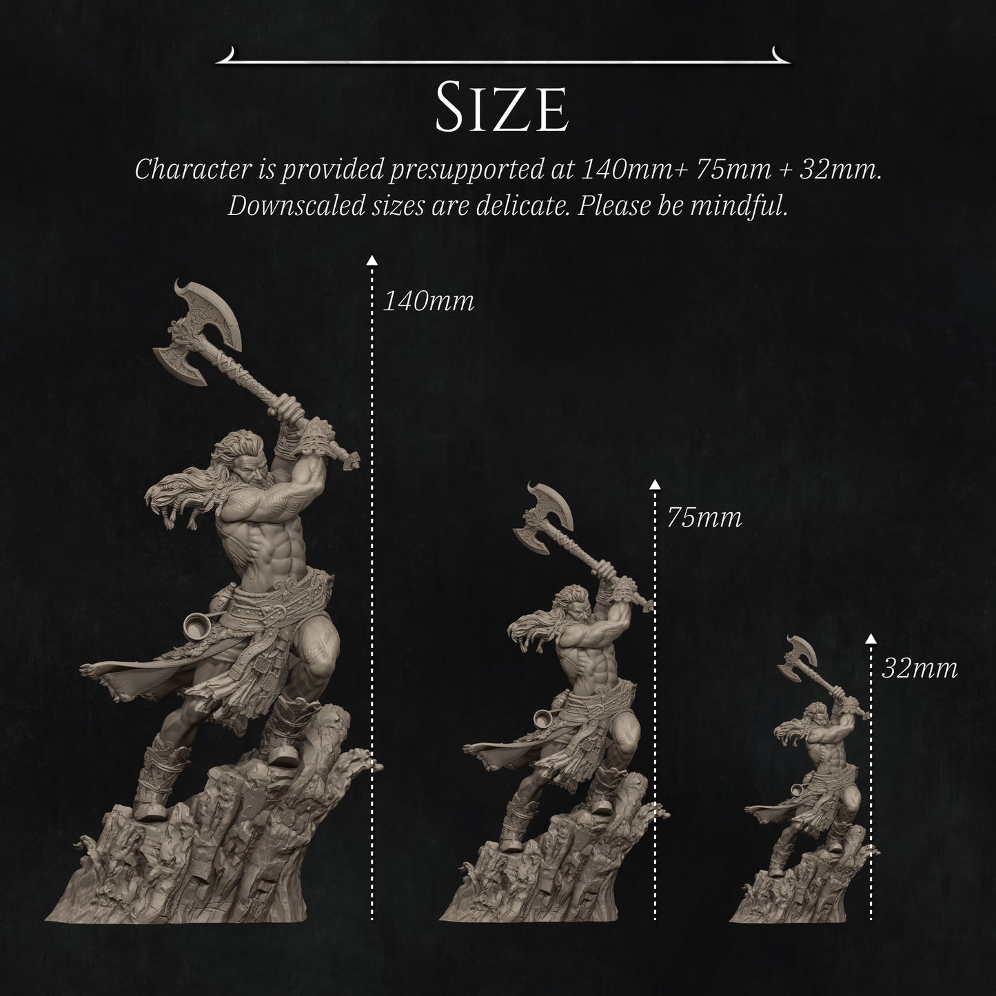 Ivar the Runic Warrior | 32mm–140mm | 3D Printed Figure | Art Piece | Nerikson | Nerdy Creations
