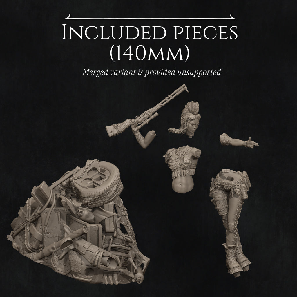 Ramona the Wasteland Warrior | 32mm–140mm | 3D Printed Figure | Art Piece | Nerikson | Nerdy Creations