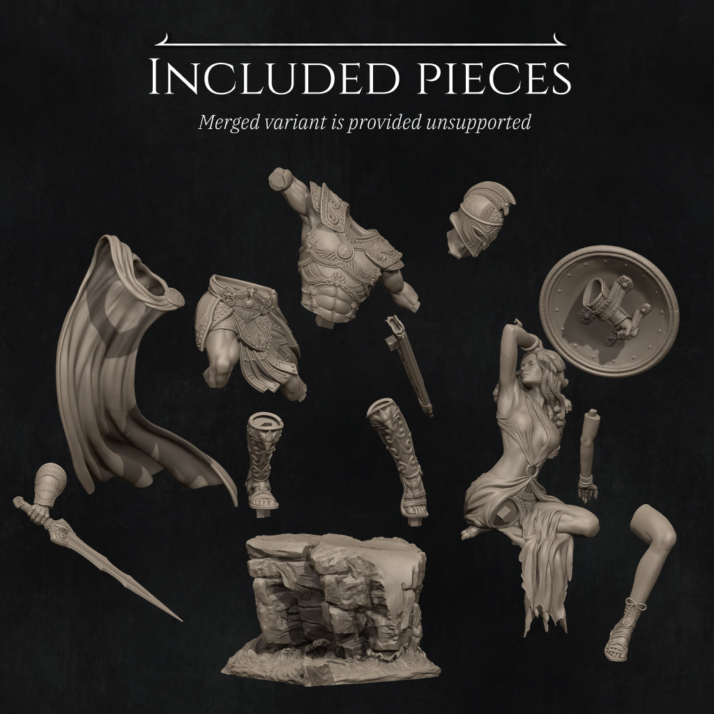 Medusa and Perseus | 32mm–140mm | 3D Printed Diorama Set | Art Piece | Nerikson | Nerdy Creations