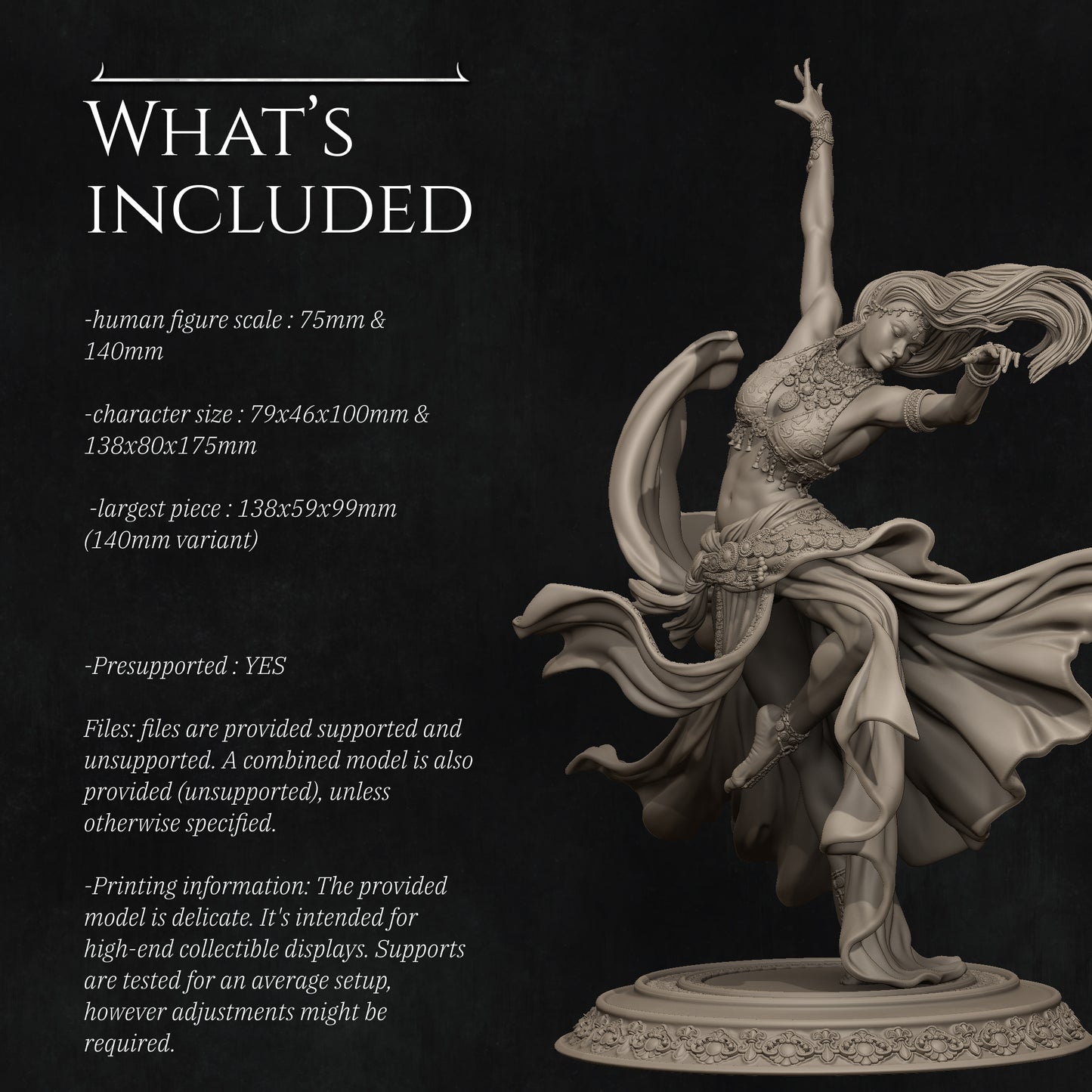 Sound of Night | 32mm–140mm | 3D Printed Figure | Art Piece | Nerikson | Nerdy Creations