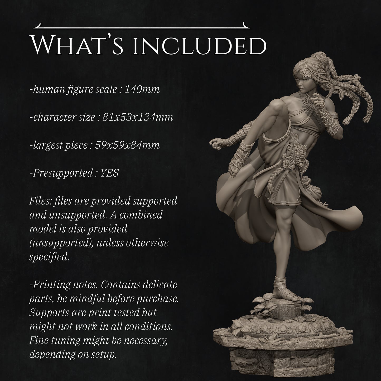 Jingwei the Monk (Not Over Yet) | 140mm | 3D Printed Diorama Set | Art Piece | Nerikson | Nerdy Creations