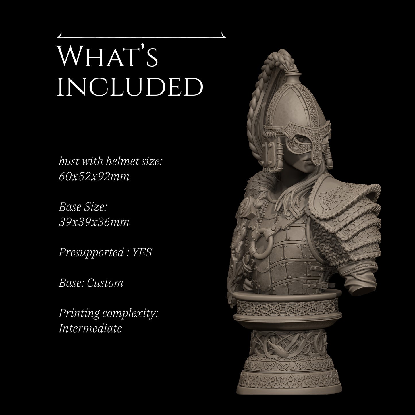 Thyra (no helmet) | 140mm | 3D Printed Bust | Art Piece | Nerikson | Nerdy Creations