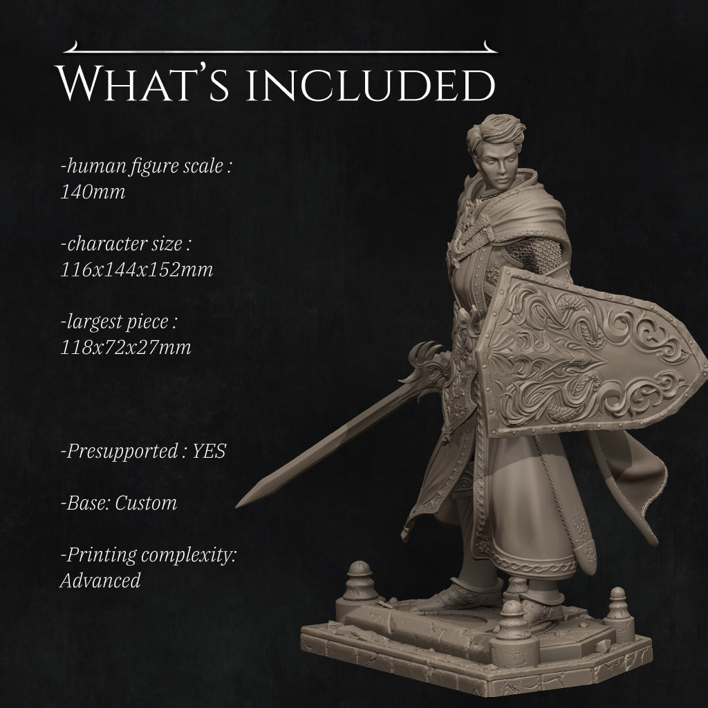 Aaron, Paladin of Order of Salvation | 32mm & 140mm | 3D Printed Figure | Art Piece | Nerikson | Nerdy Creations