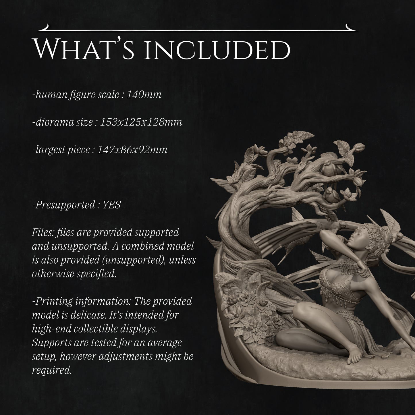 Four Seasons: Spring | 32mm & 140mm | 3D Printed Figure | Art Piece | Nerikson | Nerdy Creations